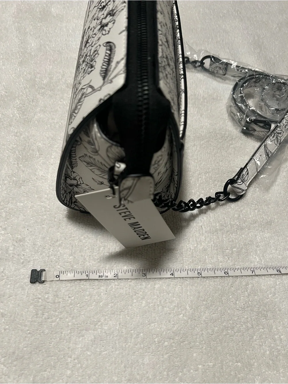 Steve Madden Black and White Floral Chain Strap Crossbody NWT